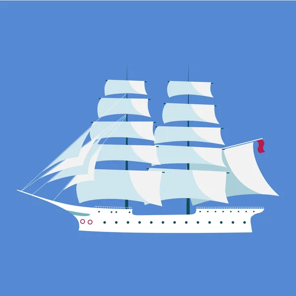 White sailing ship — Stock Vector