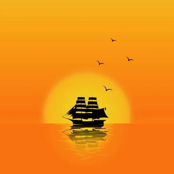 日没時の sailship — ストックベクタ