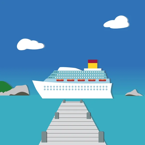 白船在美丽的风景 — 图库矢量图片