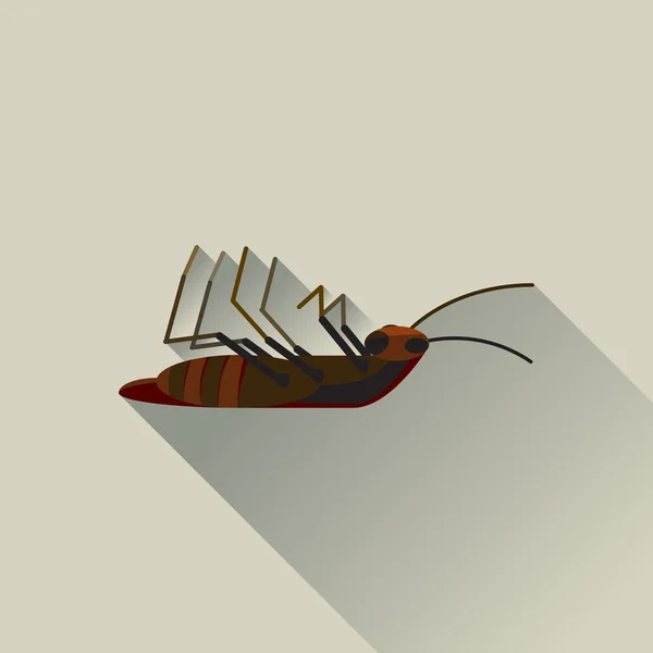 Vector larga sombra muerta cucaracha insecto insecto — Archivo Imágenes Vectoriales