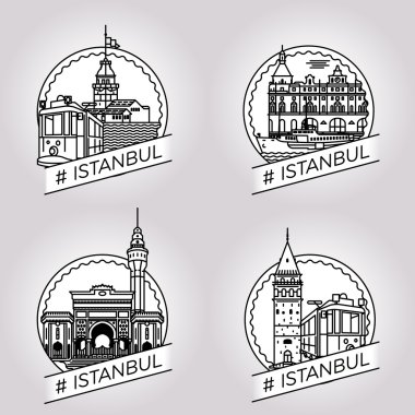 vektör hat Istanbul rozet kümesini oluşturmanın tarihi