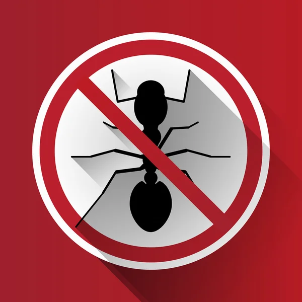 Signo de hormiga prohibido de silueta de sombra larga vectorial — Vector de stock