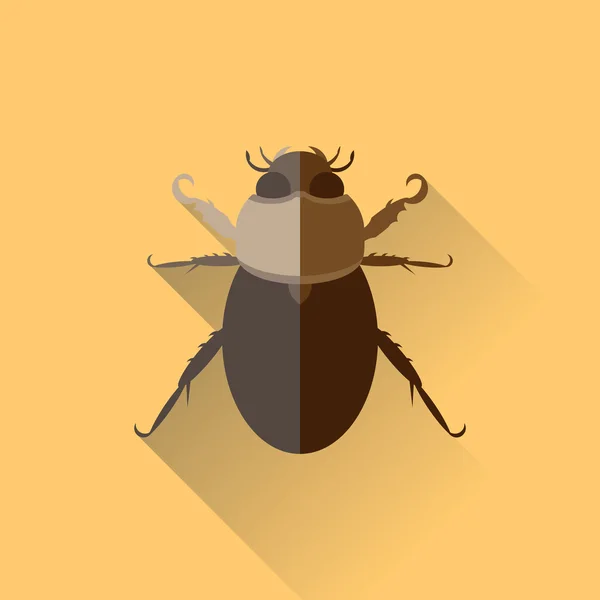 Vector Long Shadow Beetle Bug Incect Sand — Stock Vector