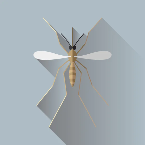 長い影の媒介蚊バグ昆虫ピクトグラム — ストックベクタ