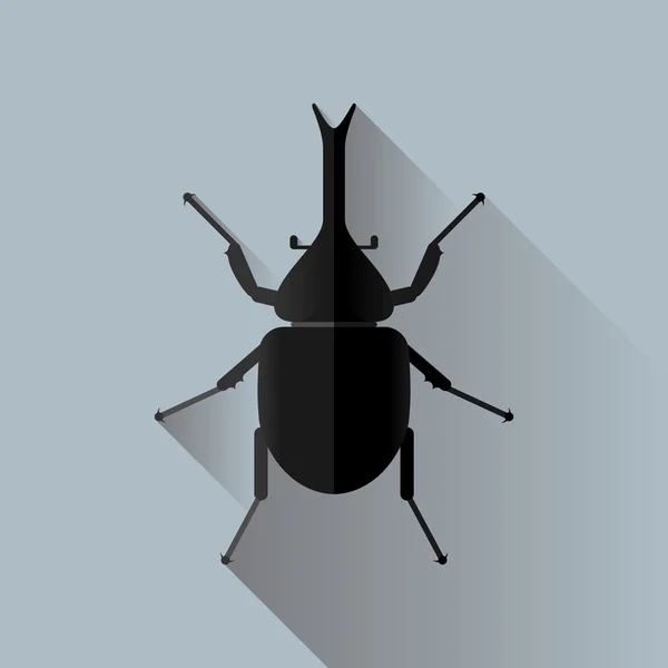 Lange schaduw Rhinoceros Beetle Bug Insect vector — Stockvector