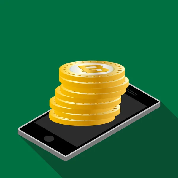 Skutečný znak Bitcoin mince Symbol digitální peníze — Stockový vektor