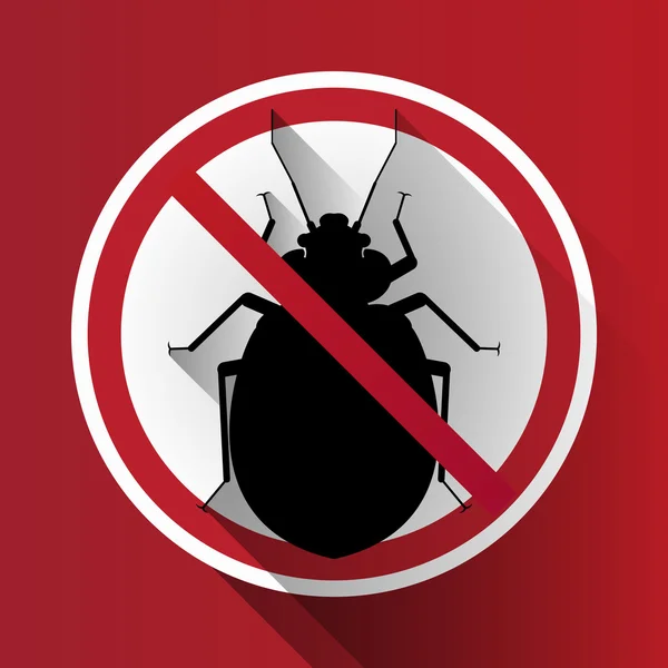 Vector long shadow silhouette bed bug sign — Stock Vector