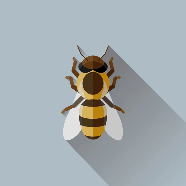 Lange schaduw platte Honey Bee Bug Insect vector — Stockvector