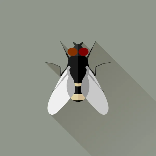 Vector lange schaduw platte Fly Insect Bug — Stockvector