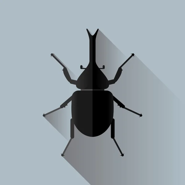 Vector largo sombra rinoceronte escarabajo insecto — Archivo Imágenes Vectoriales