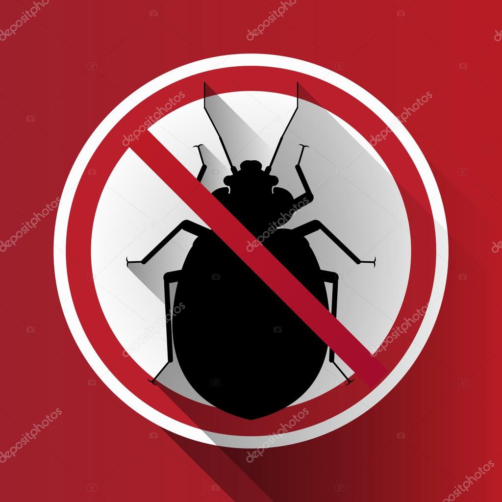 vector long shadow silhouette bed bug sign