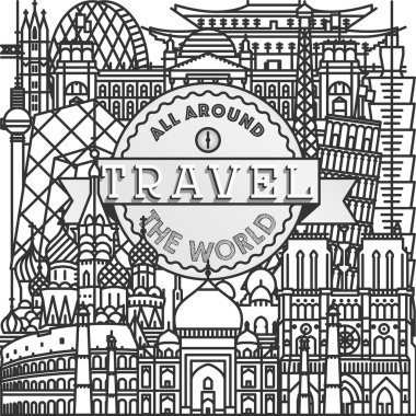 vektör hat seyahat her yerde dünya poster