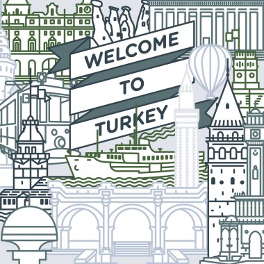 Vektör hat Türkiye seyahat poster için hoş geldiniz