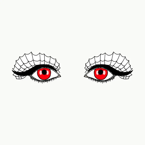 Yeux sur fond blanc. Maquillage à Halloween. Maquillage des yeux pour Halloween. Yeux web. L'icône des yeux. Le logo des yeux. Yeux art. Maquillage des yeux pour Halloween sous forme de toile. Toile de maquillage. Yeux sur Halloween. Logo des yeux. Affiche. Carte oculaire. L'art visuel. Objets oculaires . — Image vectorielle