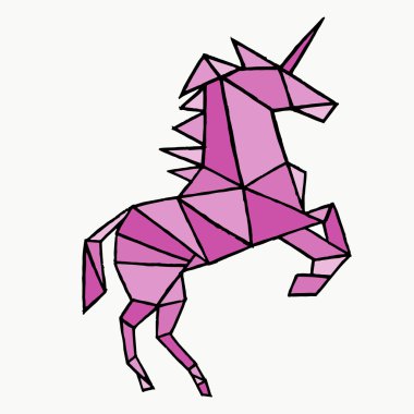 Beyaz arka planda tek boynuzlu at. Vektör illüstrasyon Unicorn. Unicorn düşük poli tasarım. Karikatür sihirli tek boynuzlu at. Vektör rengi tek boynuzlu at. Tek boynuzlu at logosu. Tek boynuzlu at simgesi. Tek boynuzlu at sanatı. Tek boynuzlu at hayvanları. Tek boynuzlu at kartı