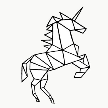 Beyaz arka planda tek boynuzlu at. Vektör illüstrasyon Unicorn. Unicorn düşük poli tasarım. Karikatür sihirli tek boynuzlu at. Vektör rengi tek boynuzlu at. Tek boynuzlu at logosu. Tek boynuzlu at simgesi. Tek boynuzlu at sanatı. Tek boynuzlu at hayvanları. Tek boynuzlu at kartı