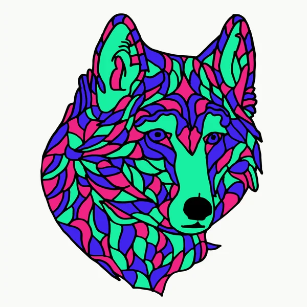 Lupul pe fundal alb. Tatuaj lup. Icoana lupului. Logoul lupului. Arta lupului. Desen animat cu lupi. Un animal de lup. Wolf doodle. Obiecte de lup. Obiecte de lup. Lupul fuge. Vector de lup. Lupul drăguţ. Desen lup. fata de lup . — Vector de stoc