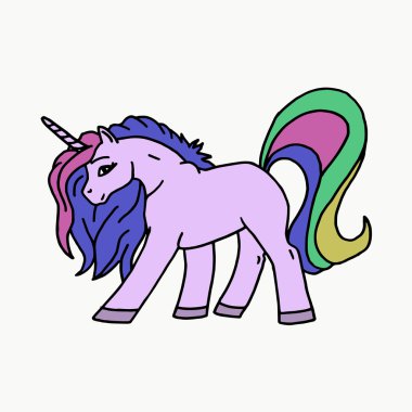 Beyaz arka planda tek boynuzlu at. Vektör illüstrasyon. Beyaz arka plan üzerinde izole unicorn düşük poli tasarım vektör illüstrasyon. Karikatür sihirli tek boynuzlu at. Geometrik tek boynuzlu at kafası ile vektör renk illüstrasyon
