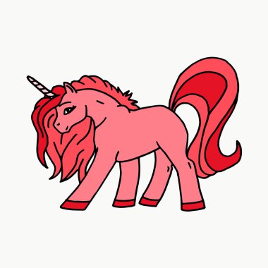 Beyaz arka planda tek boynuzlu at. Vektör illüstrasyon. Beyaz arka plan üzerinde izole unicorn düşük poli tasarım vektör illüstrasyon. Karikatür sihirli tek boynuzlu at. Geometrik tek boynuzlu at kafası ile vektör renk illüstrasyon