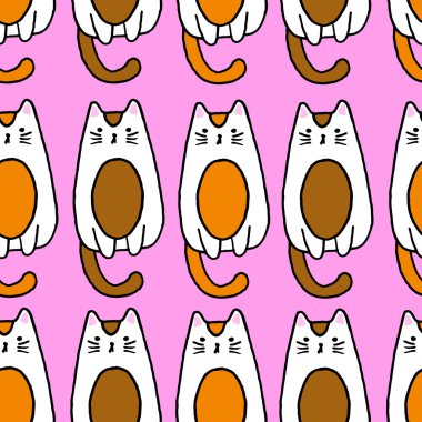 Pembe arka plandaki kedi. Vektör illüstrasyon Kedi. Kedi suratı. Kedi simgesi. Kedi logosu. Kedi sanatı. Kedi baskı, kedi grafik, kedi illüstrasyon, tuval baskı, kedi desen, kedi tasarımı, kedi grafik, kedi duvar kağıdı. Kedi