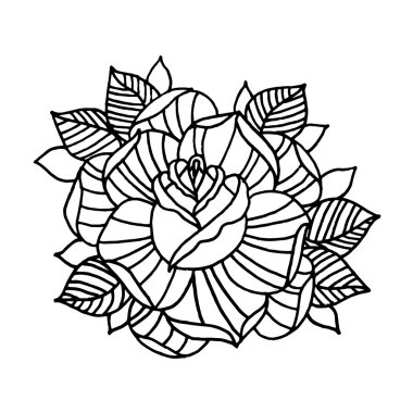 Beyaz arka plandaki gül. Gül vektörü. Gül simgesi. Gül logosu. Çiçek gül vektör illüstrasyon. Güzel gül. Gül sanatı. Gül buketi. Gül doğası. Gül nesneleri. Gül posteri. Gül mahsulleri. Gül tosakuşu