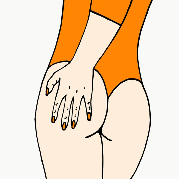 Female booty on a white background. Vector ass girl. Pop art style illustration. Sexy woman booty. Female Booty, sexy woman ass. Vector Illustration Booty. Ass icon. Ass logo. Ass art.Booty poster.Ass — Stockvector