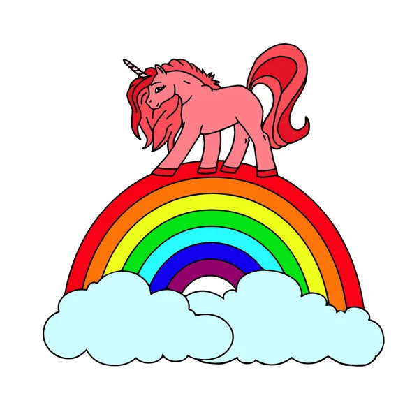 Eenhoorn en regenboog op een witte achtergrond. Unicorn vector illustratie. Unicorn kleur ontwerp. Eenhoorn geïsoleerd. Unicorn cartoon. Unicorn magie. Unicorn set. Unicorn pictogram. Unicorn logo. Unicorn kunst. — Stockvector