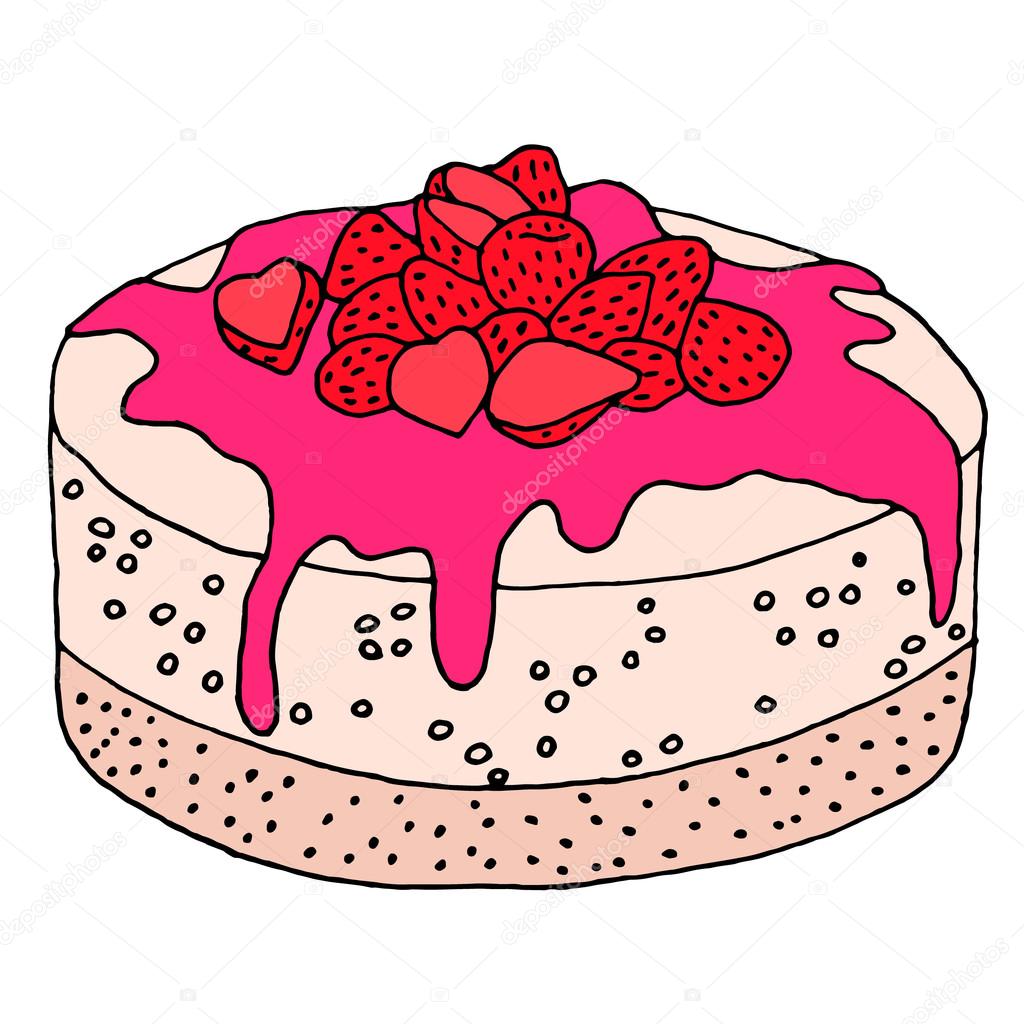 Download Cake with strawberries icon. Cake vector. Cake ...