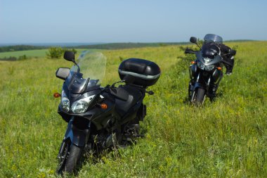 Motosiklet yol macera için hazır. 