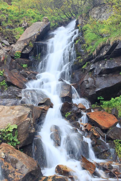 Beautiful waterfall in the mountains during the summer. — Stock Photo, Image