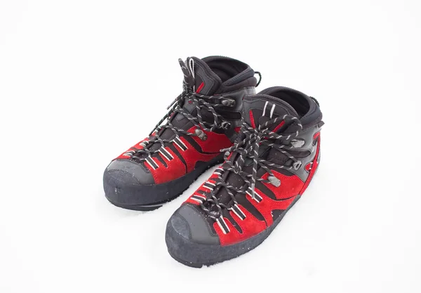 Horolezecké boty červená. — Stock fotografie