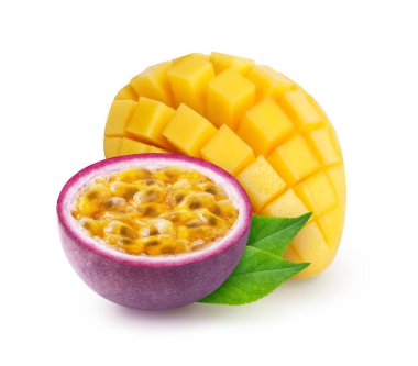 Isolated mango with passionfruit maracuya clipart