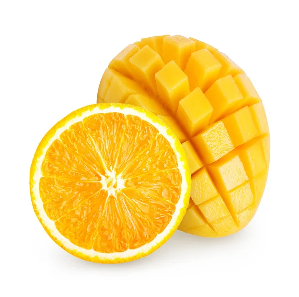 Mango isolato e frutta all'arancia — Foto Stock