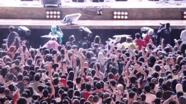 Roma, İtalya, Mayıs 1,2015 - rock müzik konser sahne sahne ışıkları kontrol