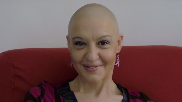 Cancer survivor sickness, fear, hope, courage, vitality, smile, faith — Stock Video