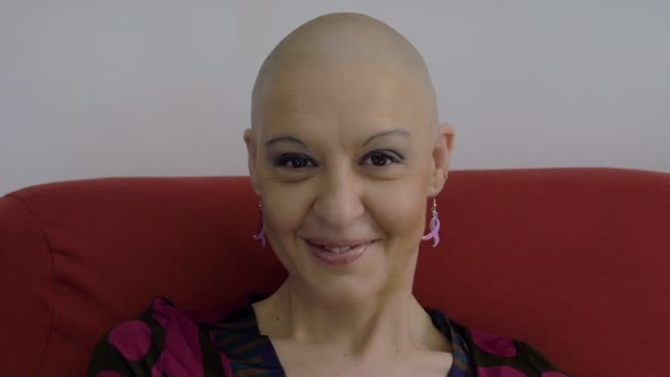 Happy and young cancer survivor after successful chemotherapy: courage, hope — Stock Video