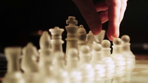 Moving glass pieces on the chessboard — Stock Video