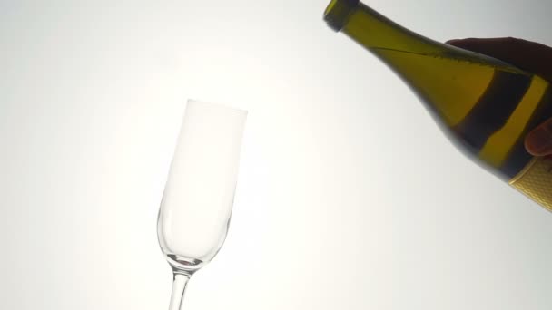 Slow motion - White wine poured into a glass beaker — Stock Video