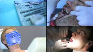 Diş hekimi - hastalar açık ağız ağız muayenesi sırasında