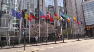 Avrupa bayrak önünde Avrupa parlament, brussels, Belçika