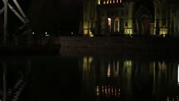 Красочные фейерверки в ночном небе — стоковое видео