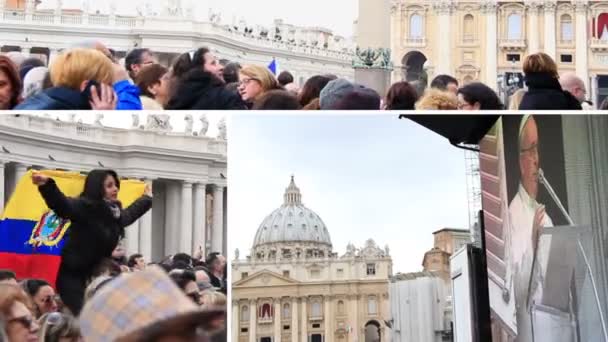 Multitud en la Plaza de San Pedro — Vídeo de stock