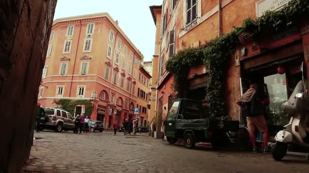 Malerische alte straße von rom — Stockvideo