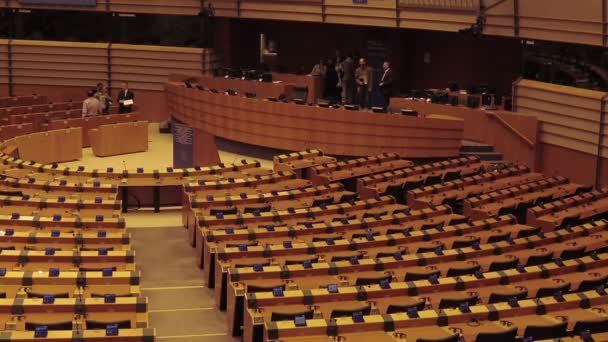 Rendezvényterem ülés az Európai Parlament brüsszeli — Stock videók