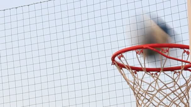 Basketbal gaan door het Net — Stockvideo