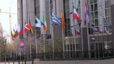 Avrupa bayrak önünde Avrupa parlament, brussels, Belçika