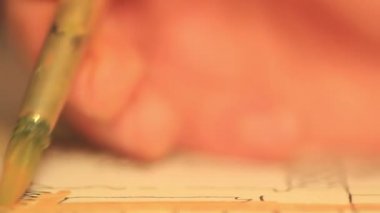 Profesyonel sanatçı manzara üzerinde çalışma