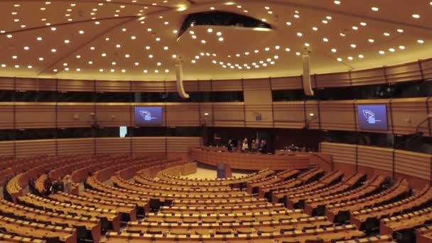 Sala dell'Assemblea Sede del Parlamento europeo Bruxelles — Video Stock