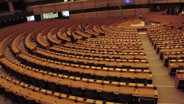 European Parliament Assembly Room Brussels — Stock Video