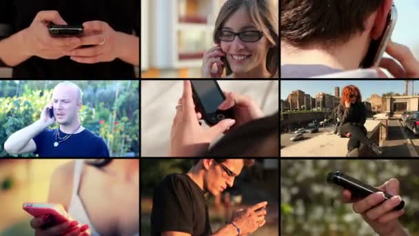 Люди со смартфонами — стоковое видео